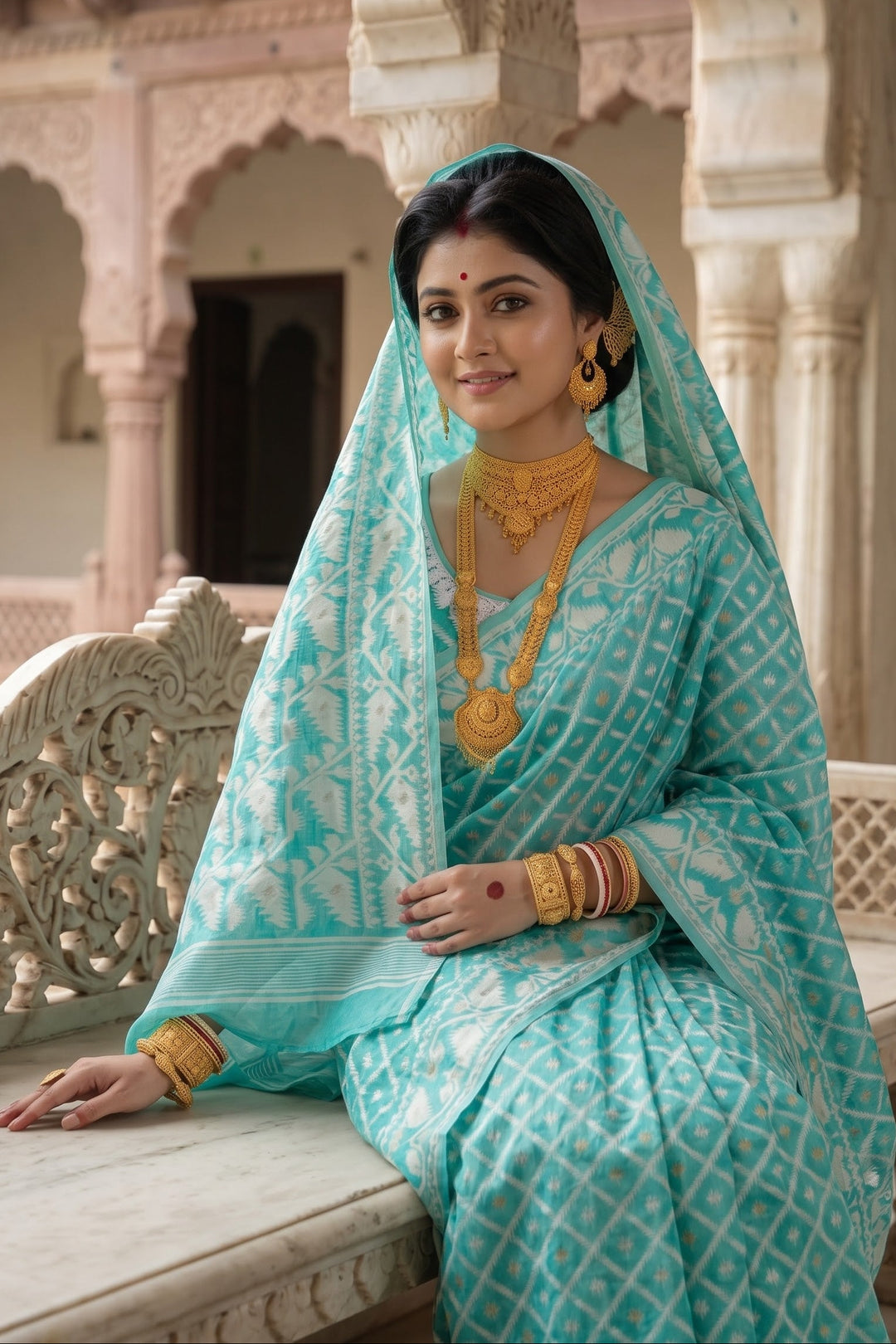 🌸 Rangmohini Bengal Jamdani Saree Set 🌸