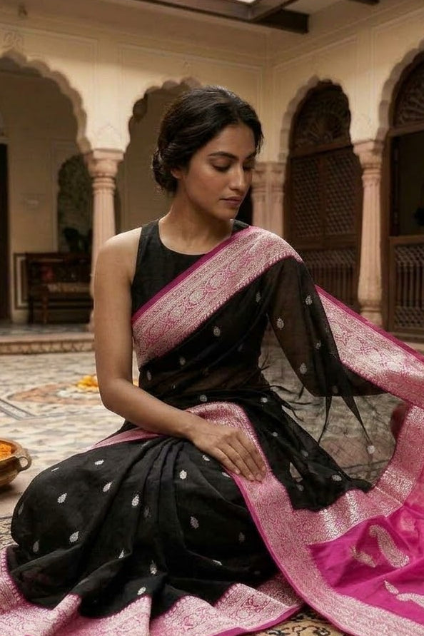 Legacy Of Khaddi Chiffon Handloom Banarasi Saree