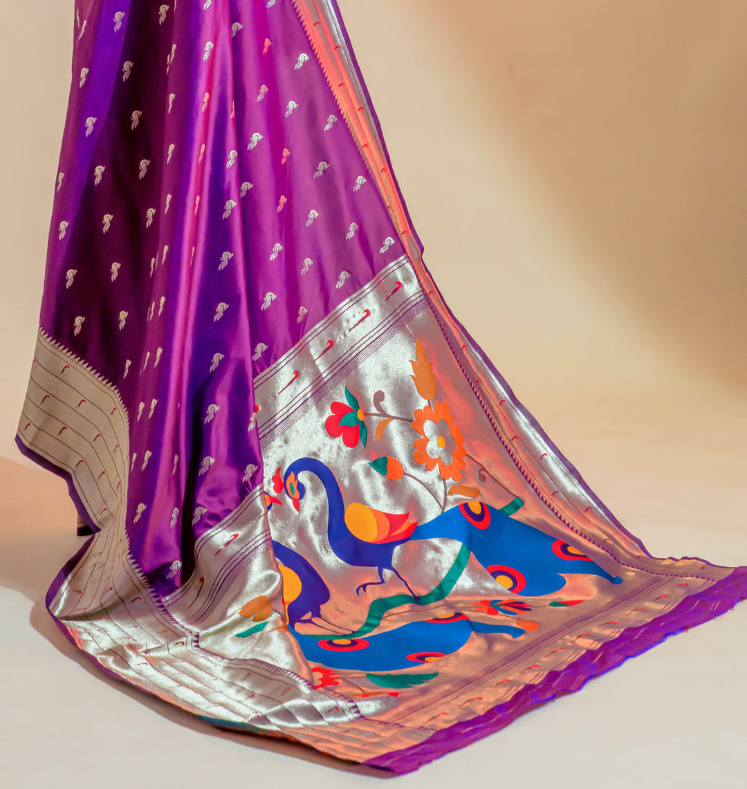 French Violet Paithani Sarees