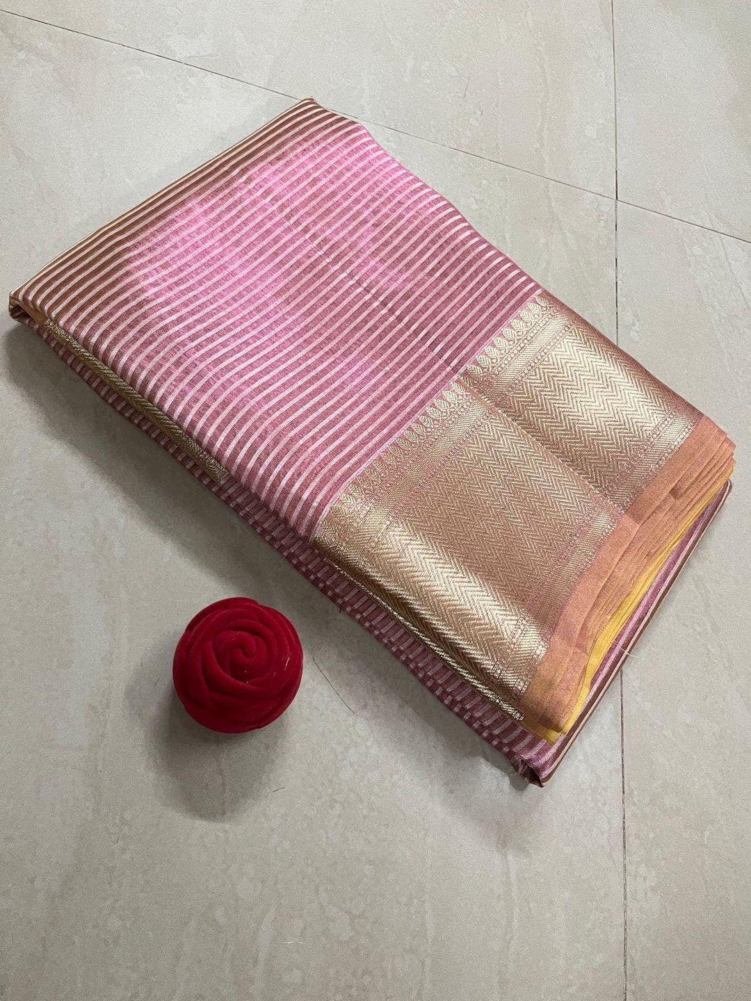 Sampurna- Striped Banarasi Tissue Saree