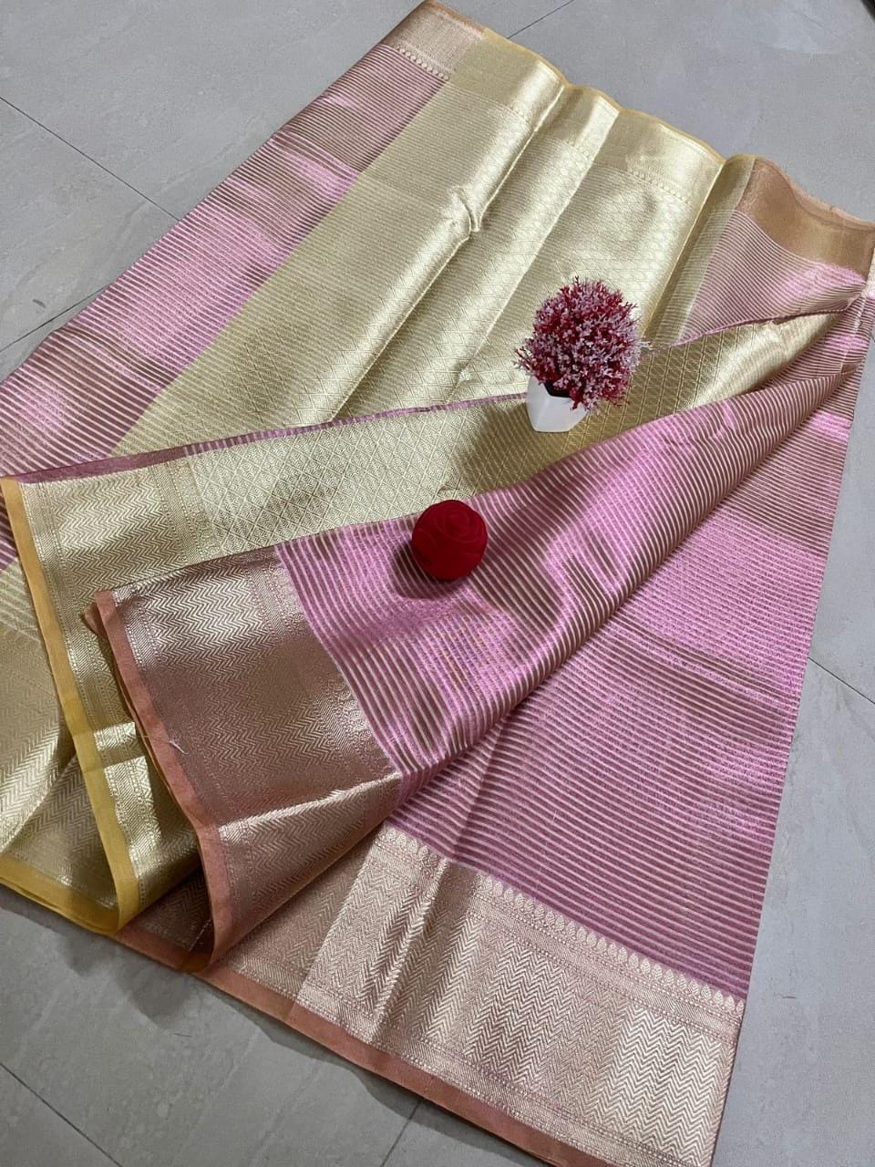 Sampurna- Striped Banarasi Tissue Saree