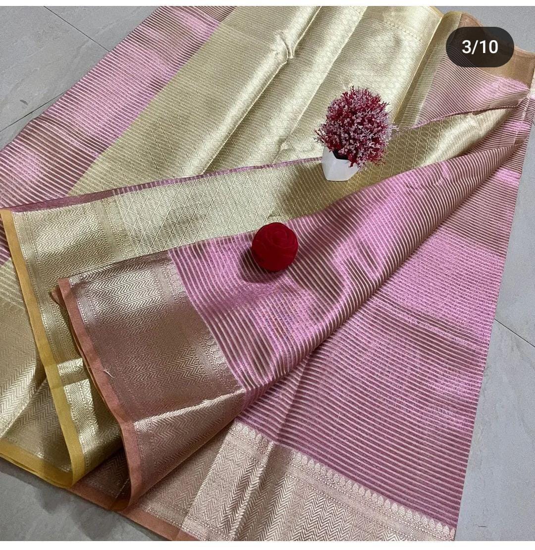 Sampurna- Striped Banarasi Tissue Saree