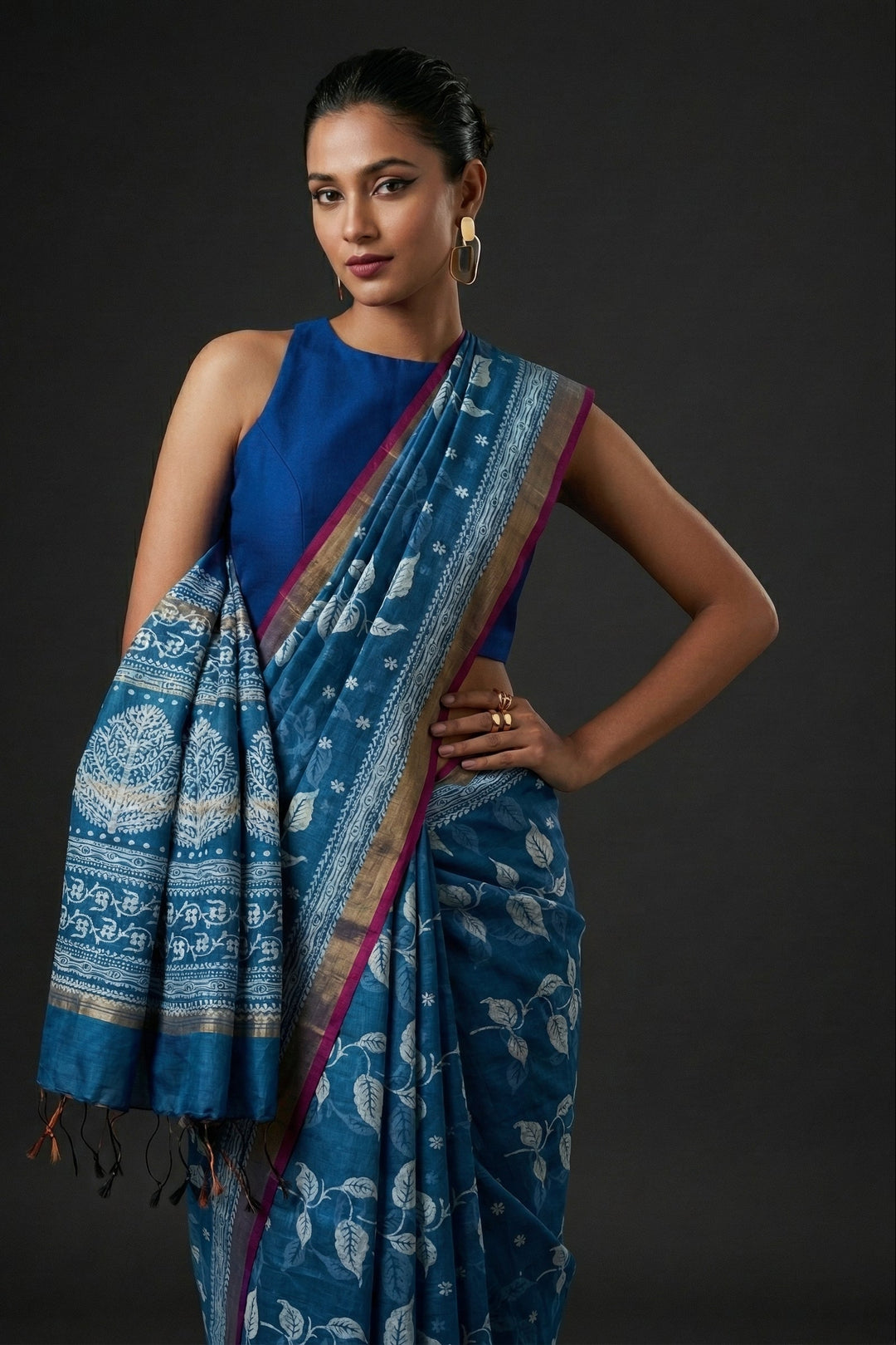 Tulir Tan Cotton Silk Saree