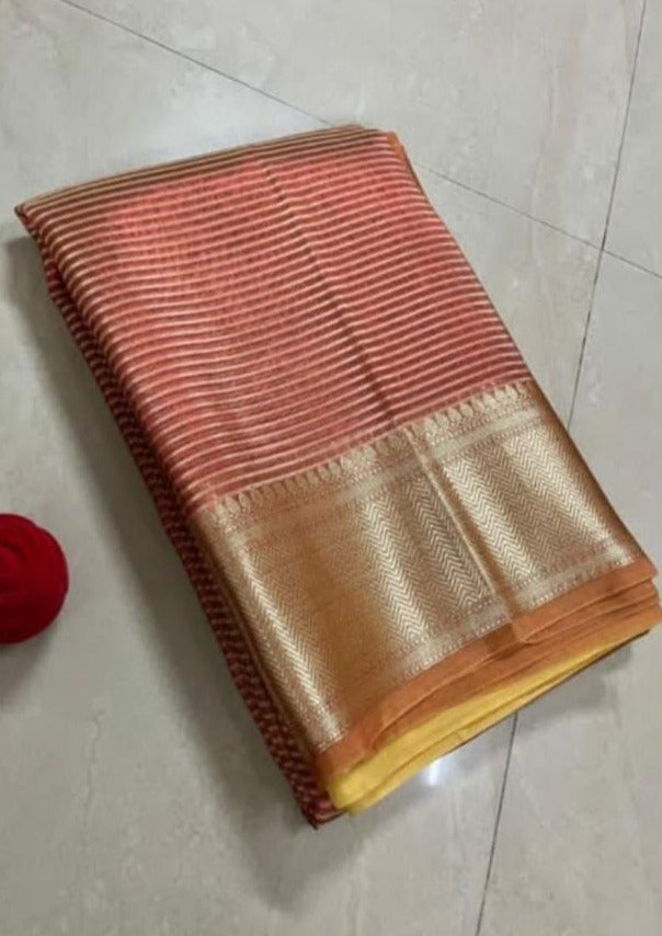 Sampurna- Striped Banarasi Tissue Saree