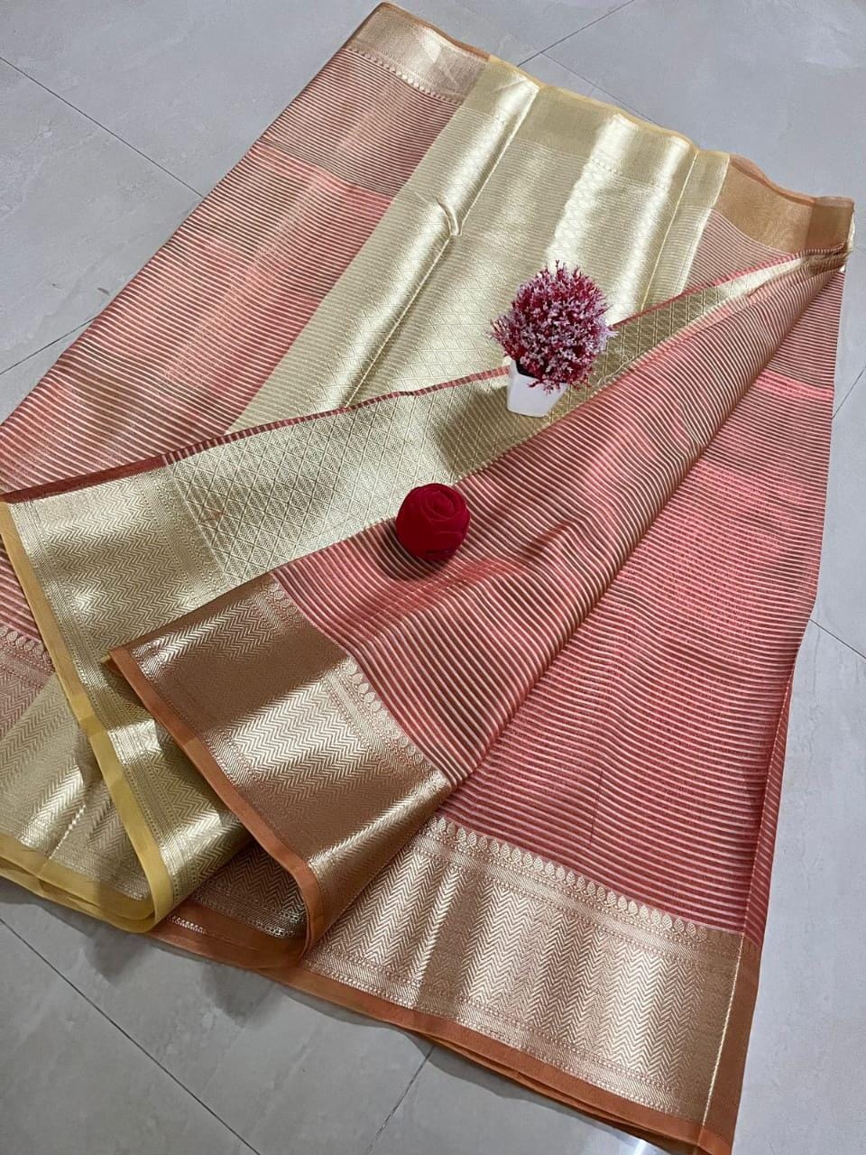 Sampurna- Striped Banarasi Tissue Saree