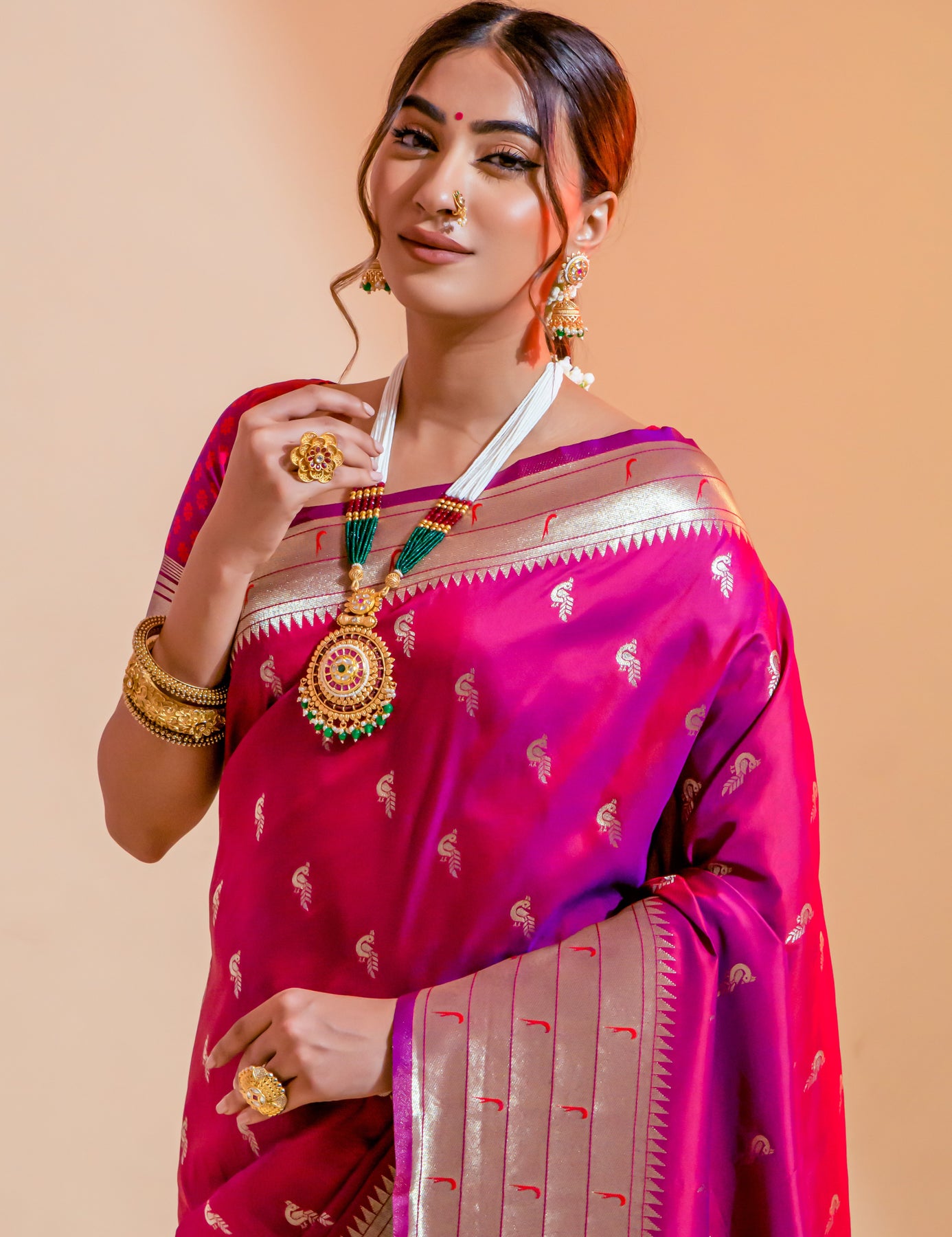 Parrot Green Paithani Silk Saree With Designer Blouse – STORI