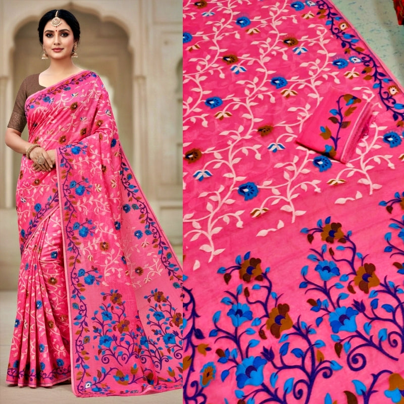 Neel Megh Dhakai Jamdani Saree