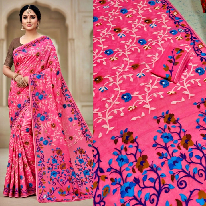 Neel Megh Dhakai Jamdani Saree
