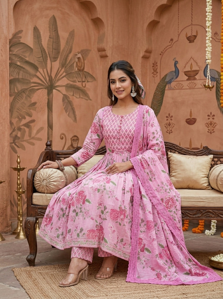 Petal Paradise Cotton Suit Set