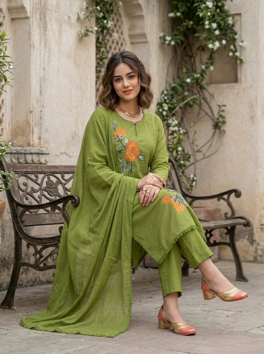 Enchanted Meadow Cotton Kurti Set