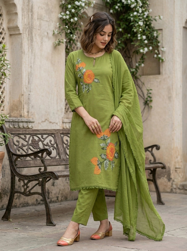 Enchanted Meadow Cotton Kurti Set
