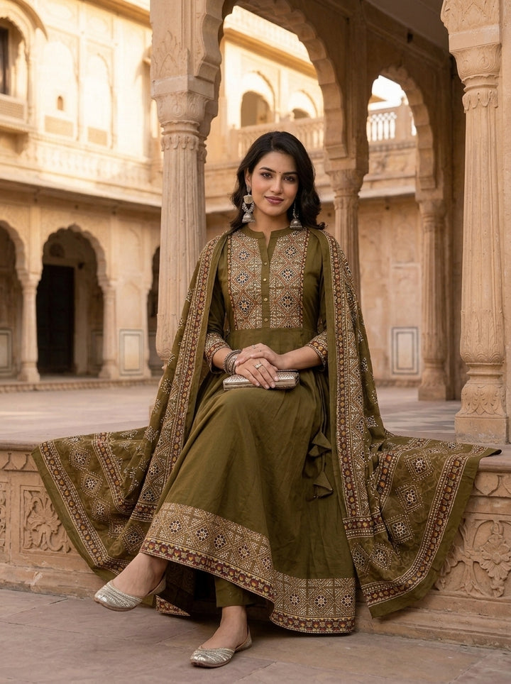 Earthy Elegance Cotton Kurti Set
