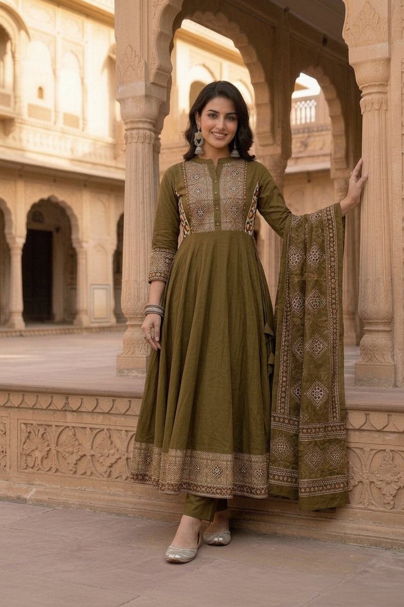Earthy Elegance Cotton Kurti Set