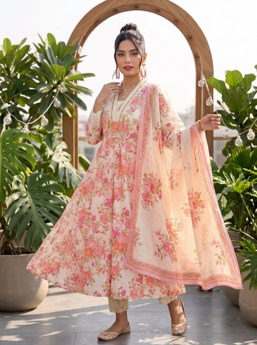 Lace Enchante Elegance Cotton Kurti Set
