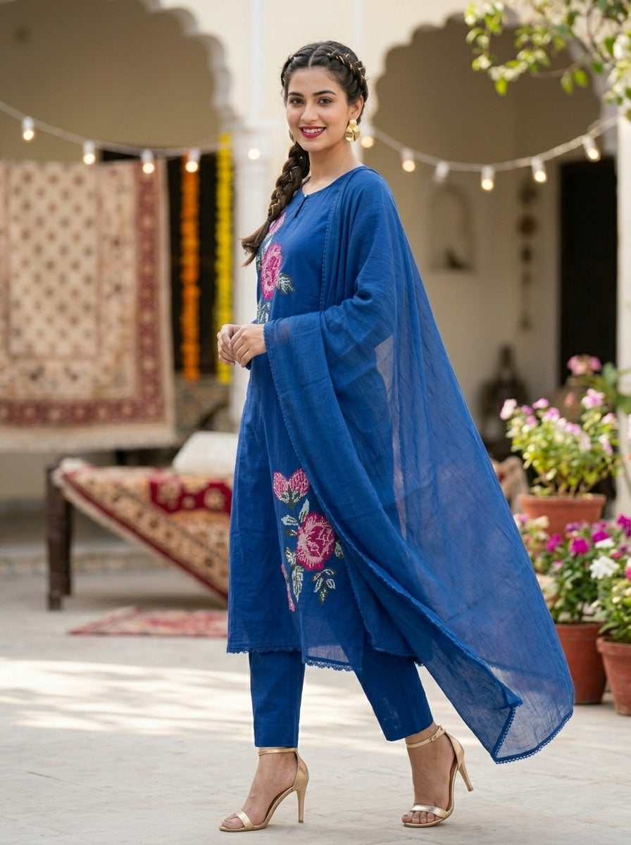 Enchanted Meadow Cotton Kurti Set