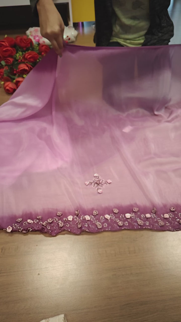 Gem Of A Pearl Saree (Zest Of Orchid)