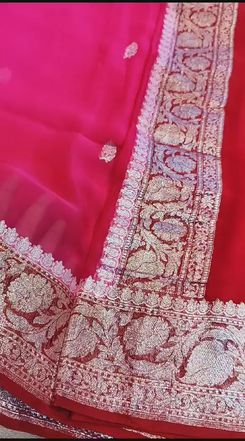 Double Cuddle Khaddi Chiffon Banarasi saree