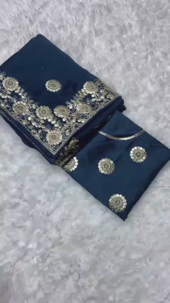 MoonGlade Chiffon Satin Saree