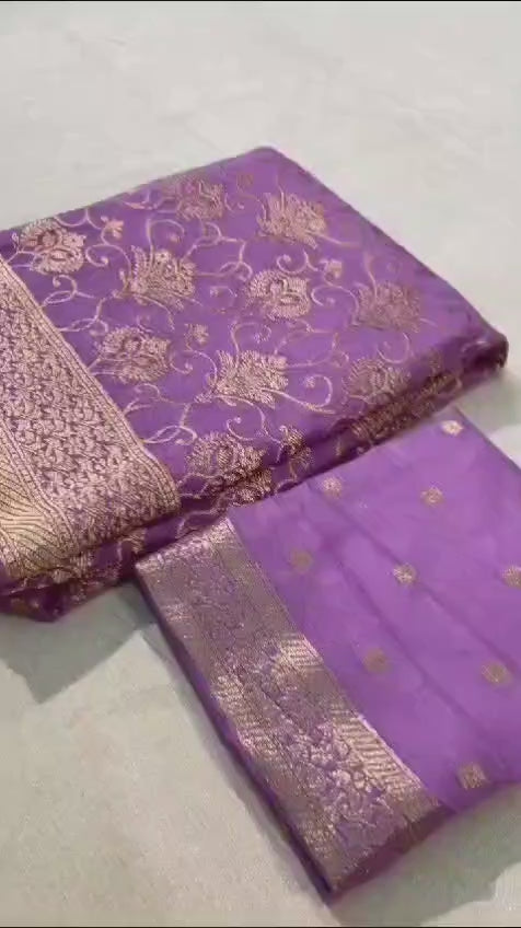 Romantic Moon Banarasi Khaddi Silk Saree