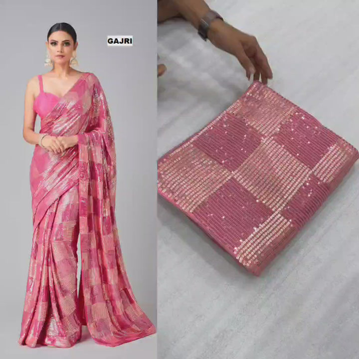 Glam Tour Georgette Silk Saree