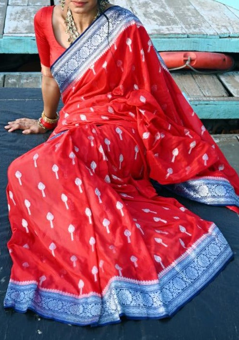 Semi Katan Banarasi Saree