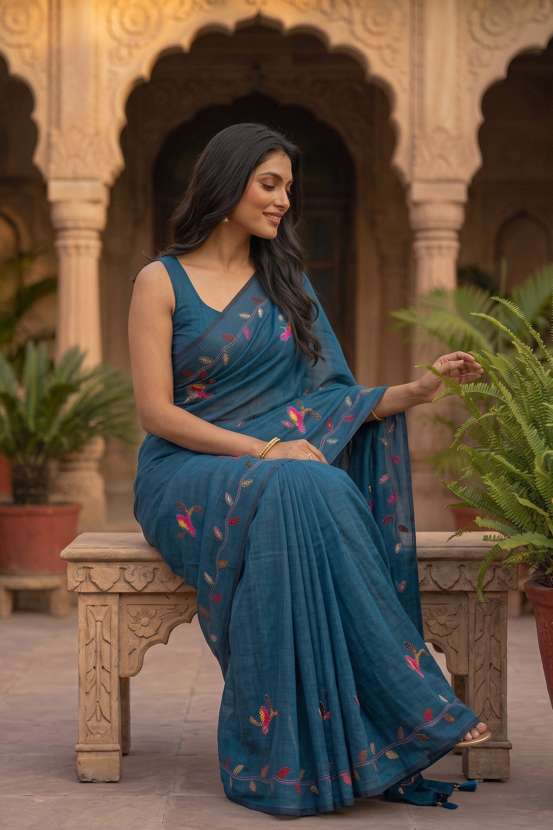 Echoes of Birdsong Khadi Cotton Saree