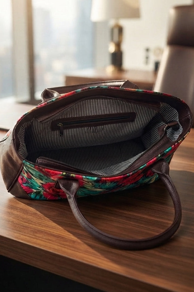Roses in My Hands-Leather Hand Bag