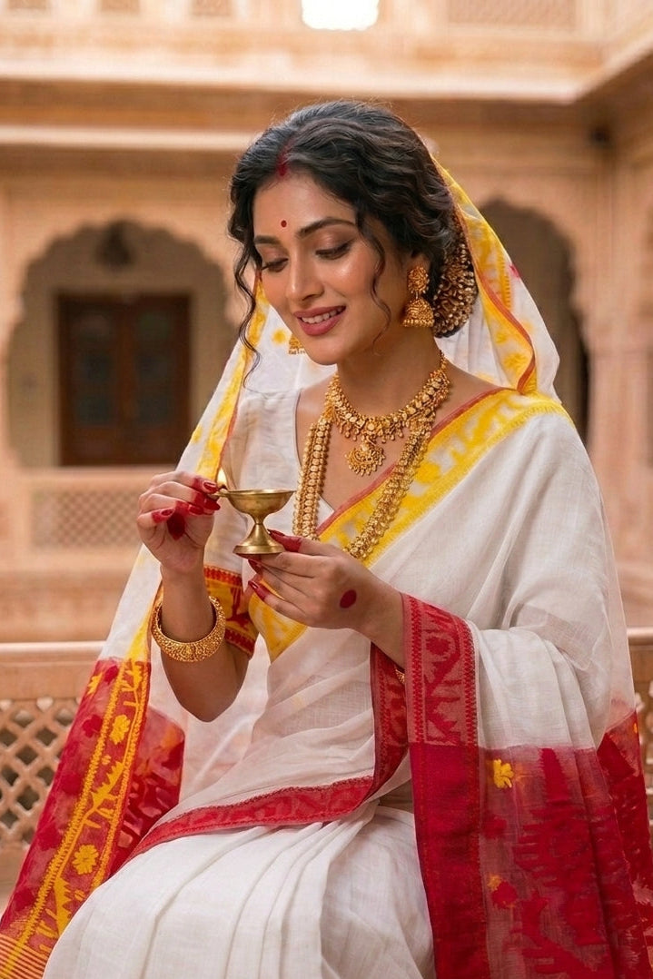 ঐতিহ্য (Oitijhyo) Ganga Jamuna Jamdani Saree