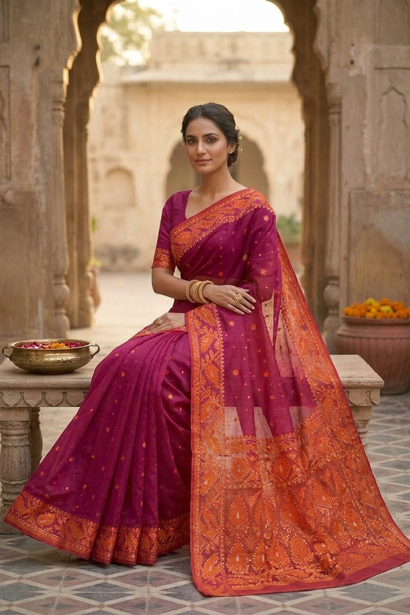 Swarnalekha Dhakai Jamdani Saree