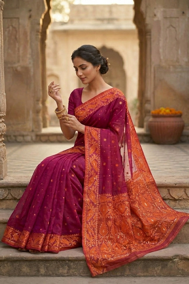 Swarnalekha Dhakai Jamdani Saree
