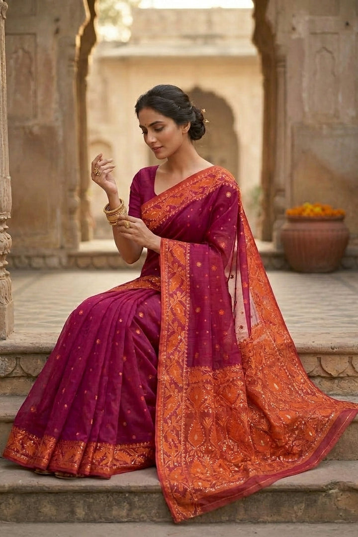 Swarnalekha Dhakai Jamdani Saree