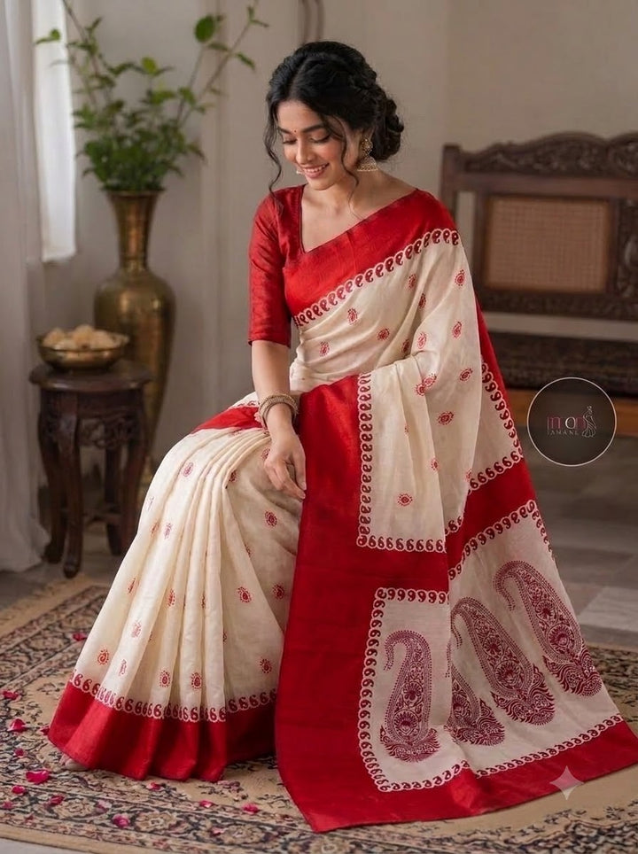 Ranga Shubhra Traditional Semi Tussar Silk Saree