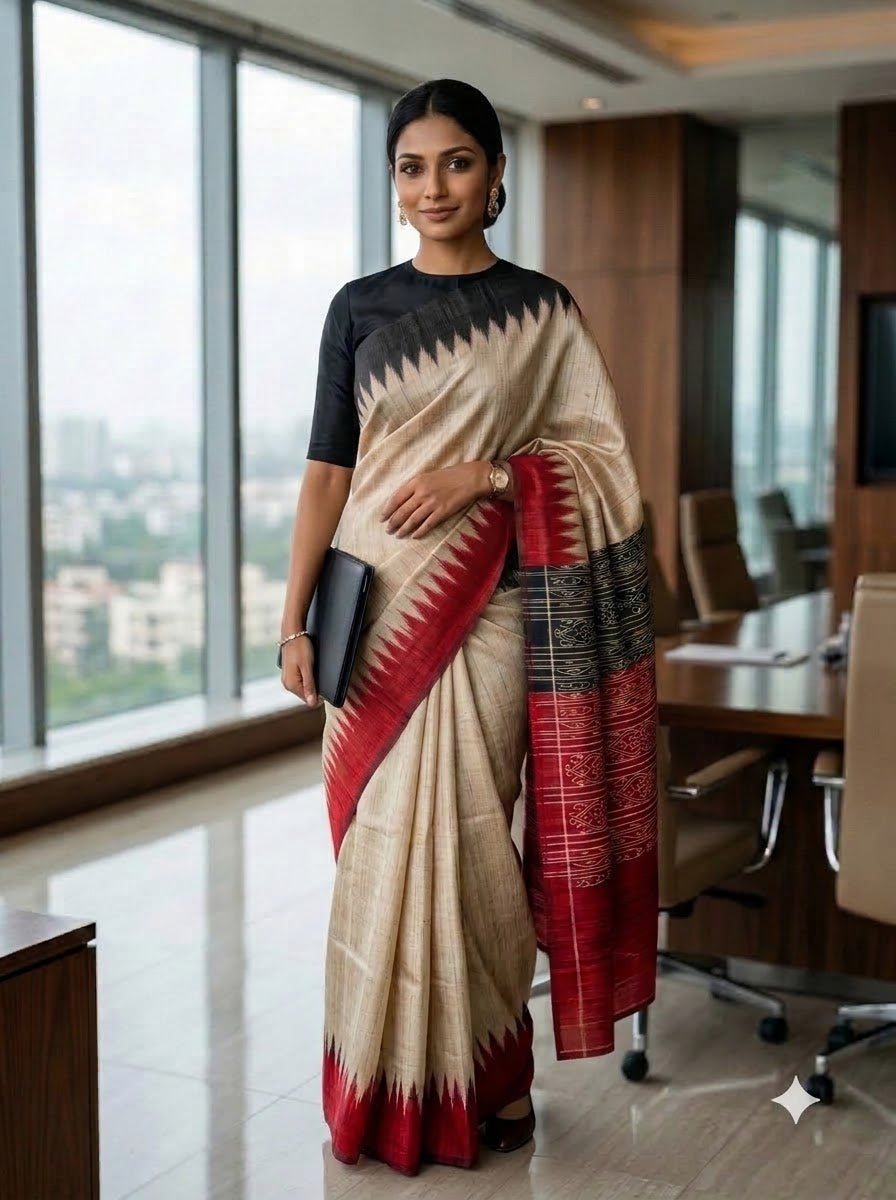 She Rules Ghicha Tussar Silk Saree