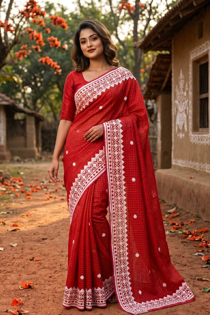 Saptaparni Cotton Kota Applique Saree