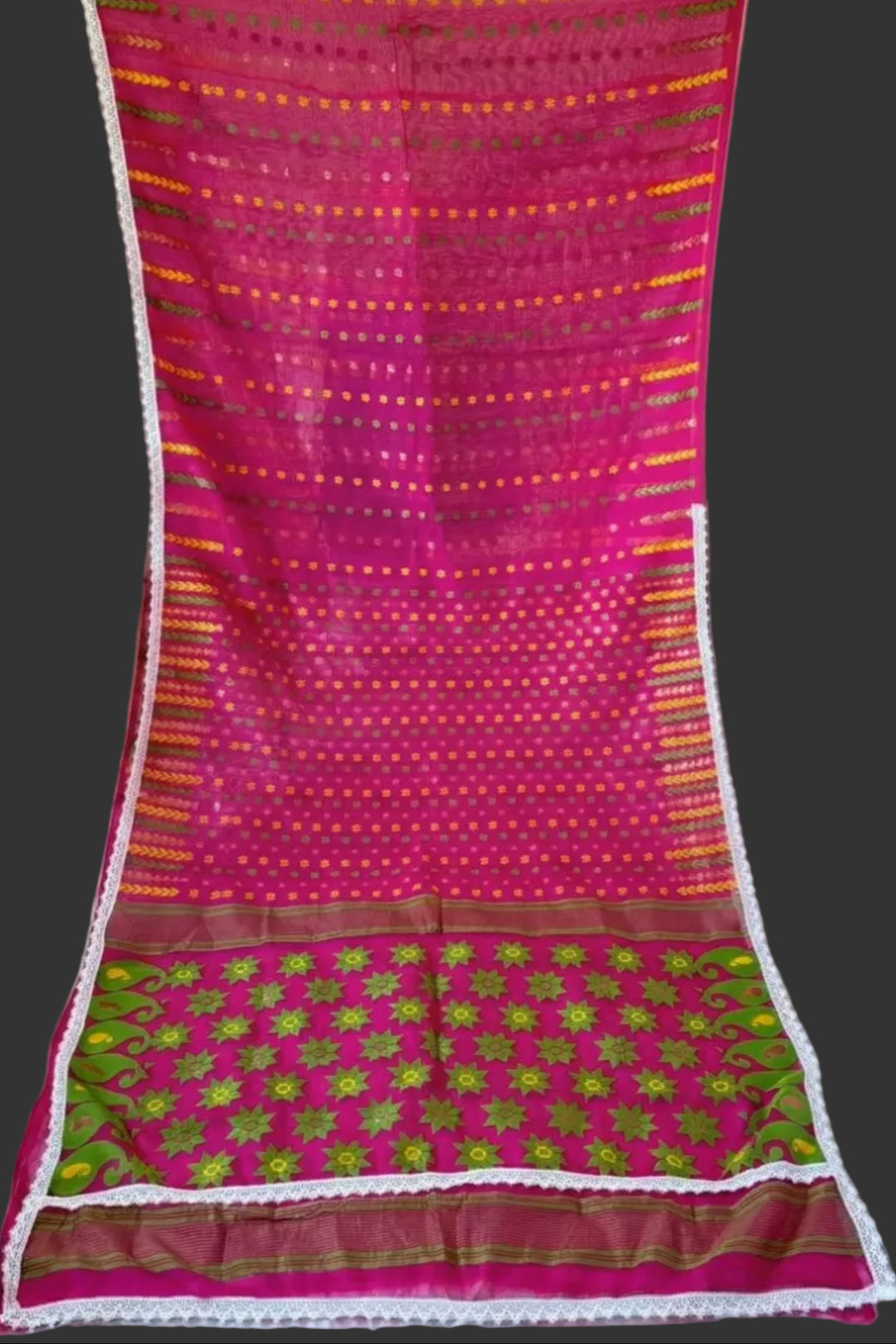 Binodini Bengal Jamdani Saree (Pink Green Saree)