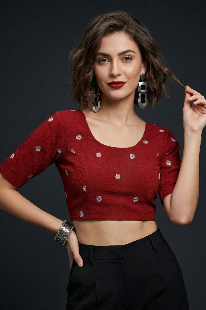Finest of fine- Floral Stretchable Knitted Blouse