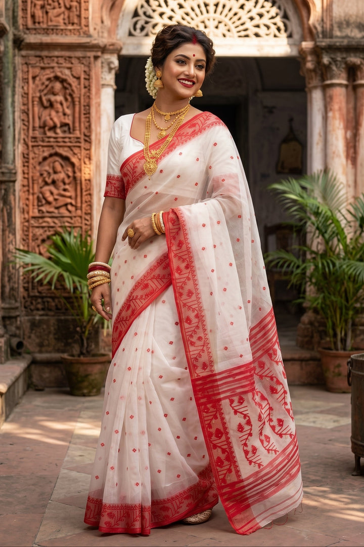 Ektu Bikel Karat Dhakai Jamdani Saree