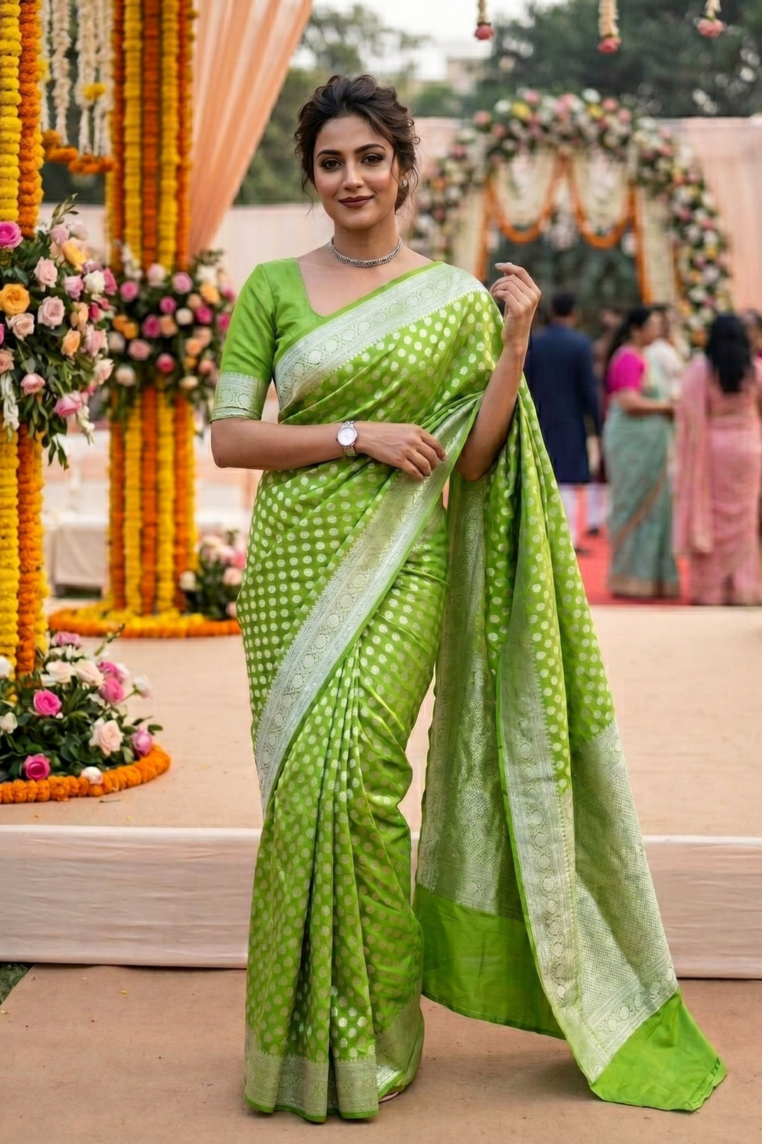Celadon Grace - Semi Georgette Soft Silk Saree