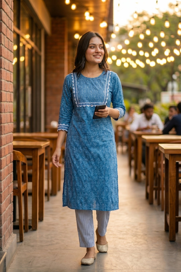 Blue Light-Kurti Set