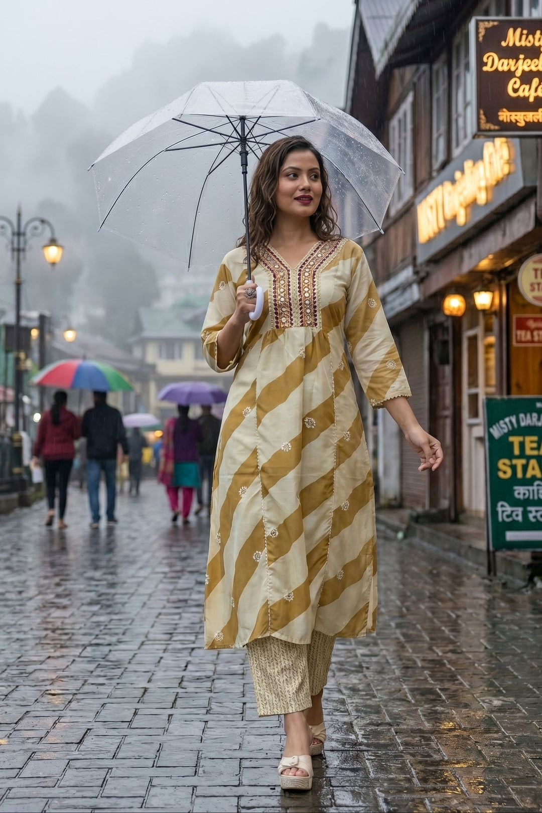 Rangoli Leheriya Jaipur Kurti Set