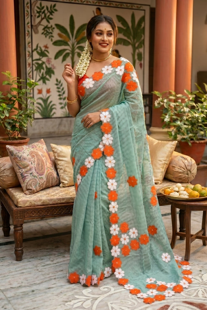 Surobhilata Reshom Kota Applique Saree
