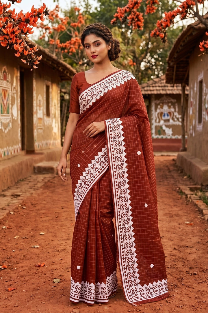 Saptaparni Cotton Kota Applique Saree