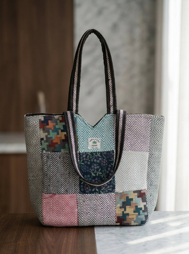 Woven Story-Patchwork Tote Bag