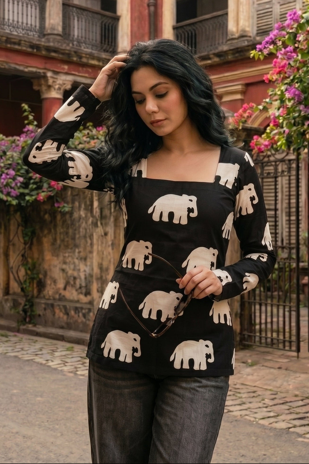Poetry of Petals Printed Rayon Top