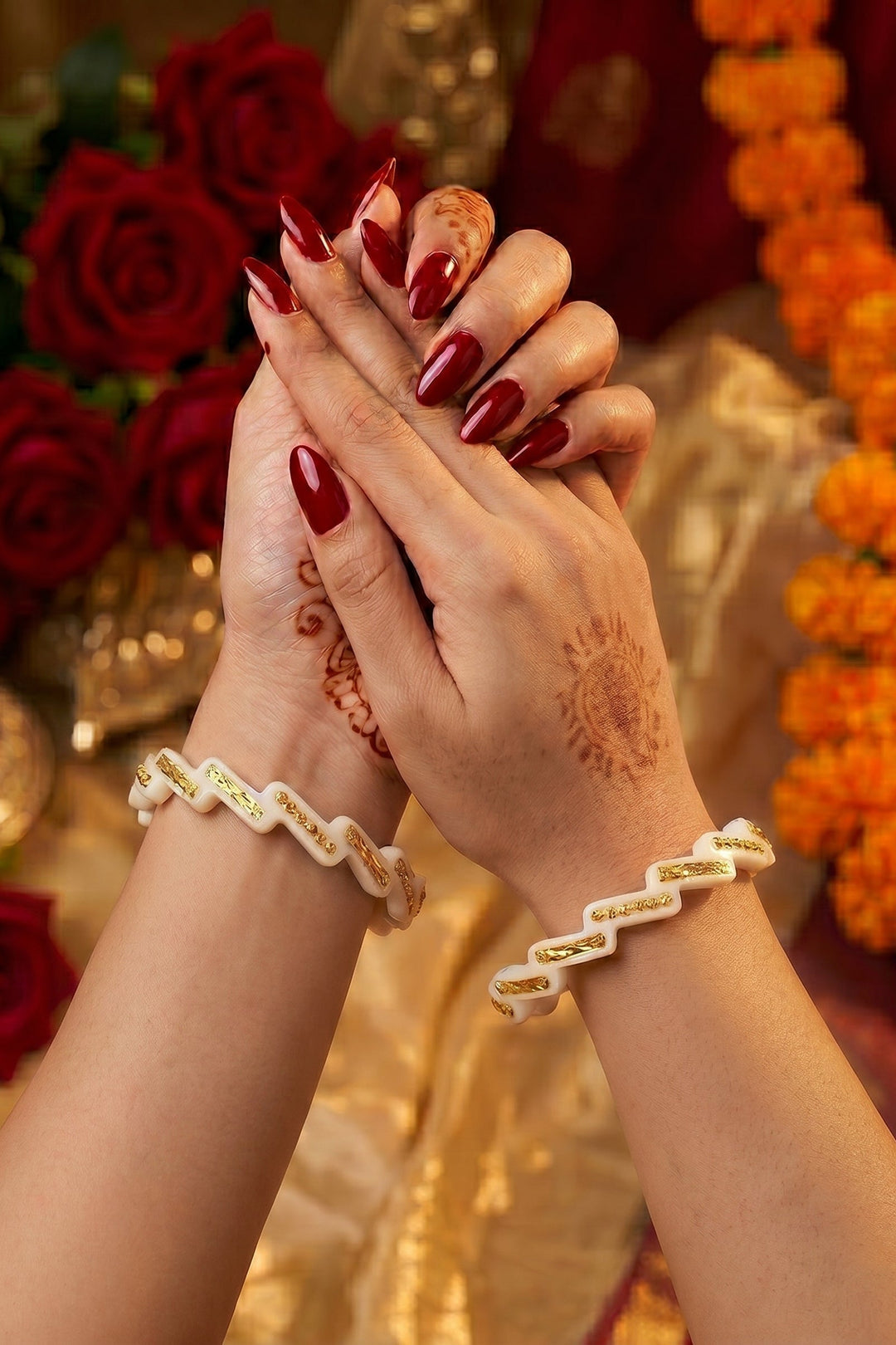 Golden Zigzag - Shankha Bandhano Pair
