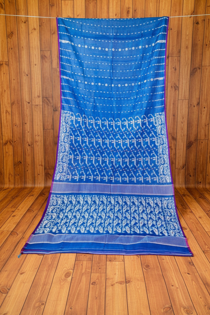 Shatarupa Bengal Jamdani Saree (Blue Saree, Pink Border)