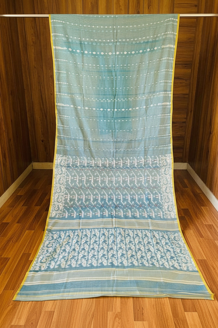 Shatarupa Bengal Jamdani Saree (Sky and Yellow)