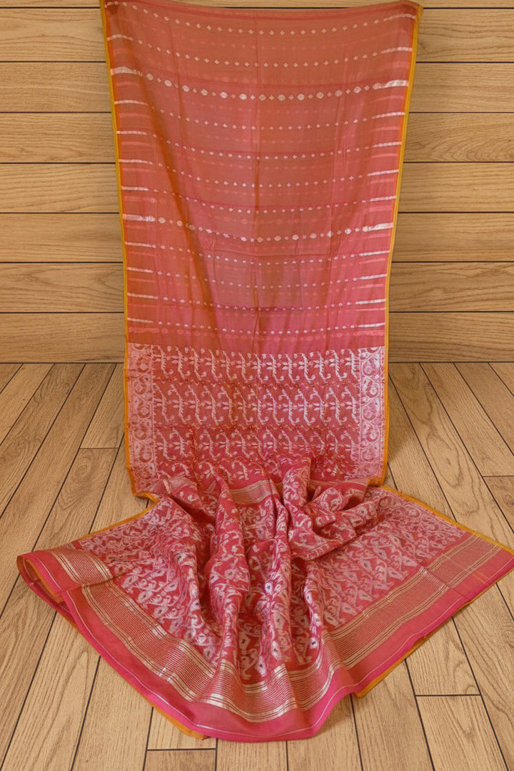 Shatarupa Bengal Jamdani Saree ( Pink Orange)