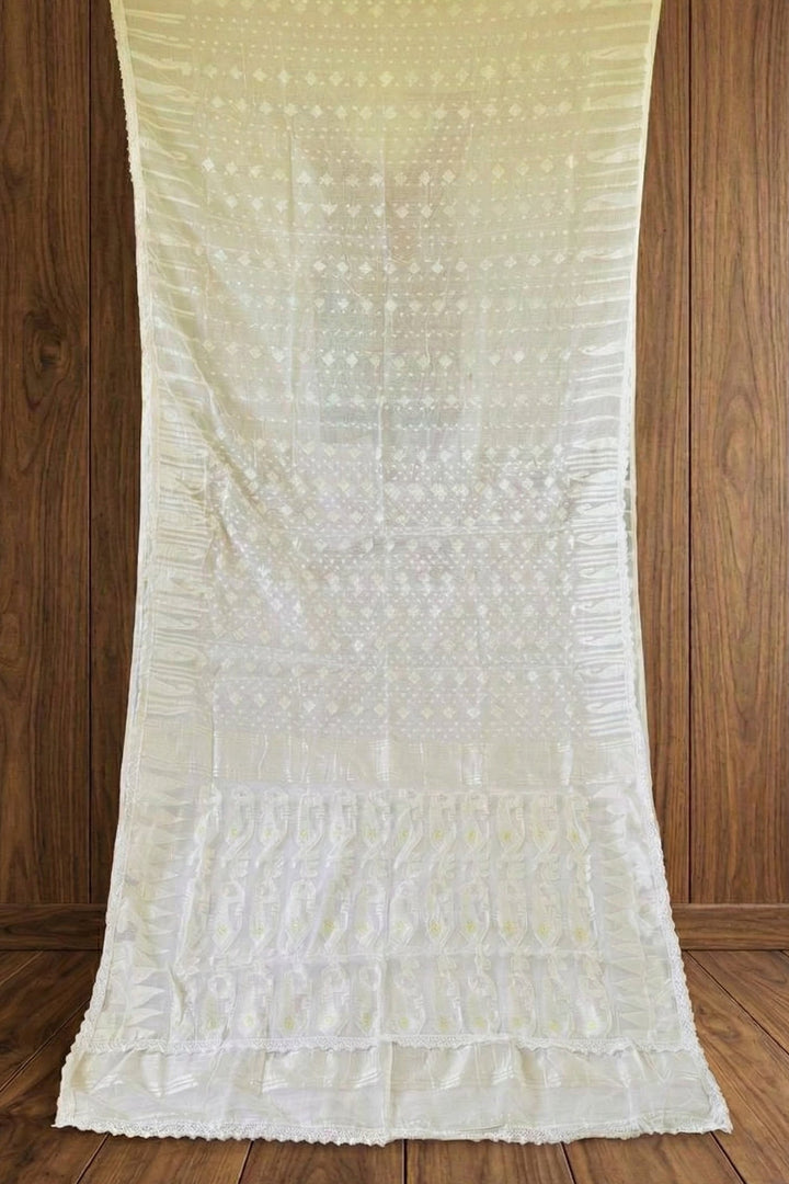 Binodini Bengal Jamdani Saree(White)