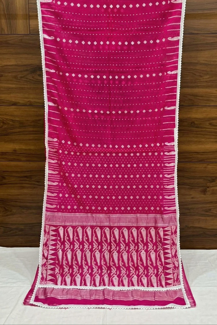 Binodini Bengal Jamdani Saree (Pink White)